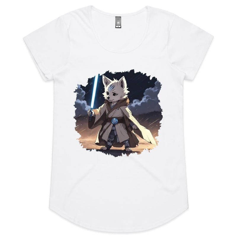 Wolf with Lightsaber AS Colour Mali Womens Scoop Neck Tshirt Ogo Merch