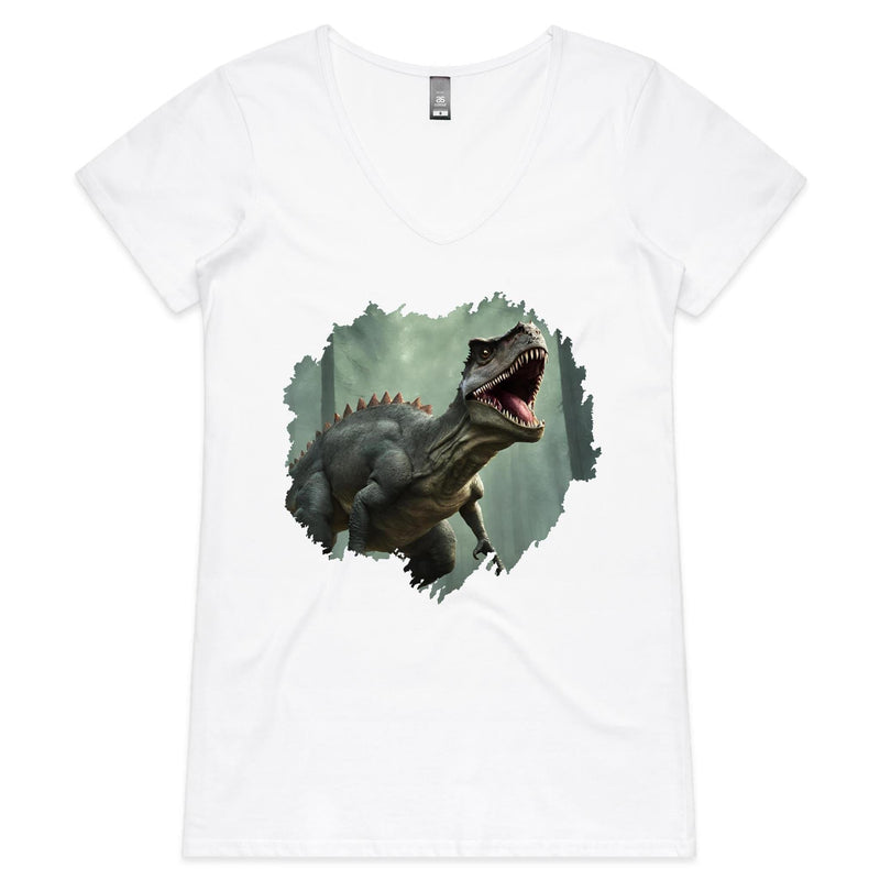T Rex AS Colour Bevel - Womens V-Neck T-Shirt Ogo Merch