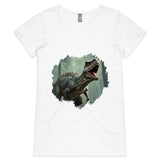 T Rex AS Colour Bevel - Womens V-Neck T-Shirt