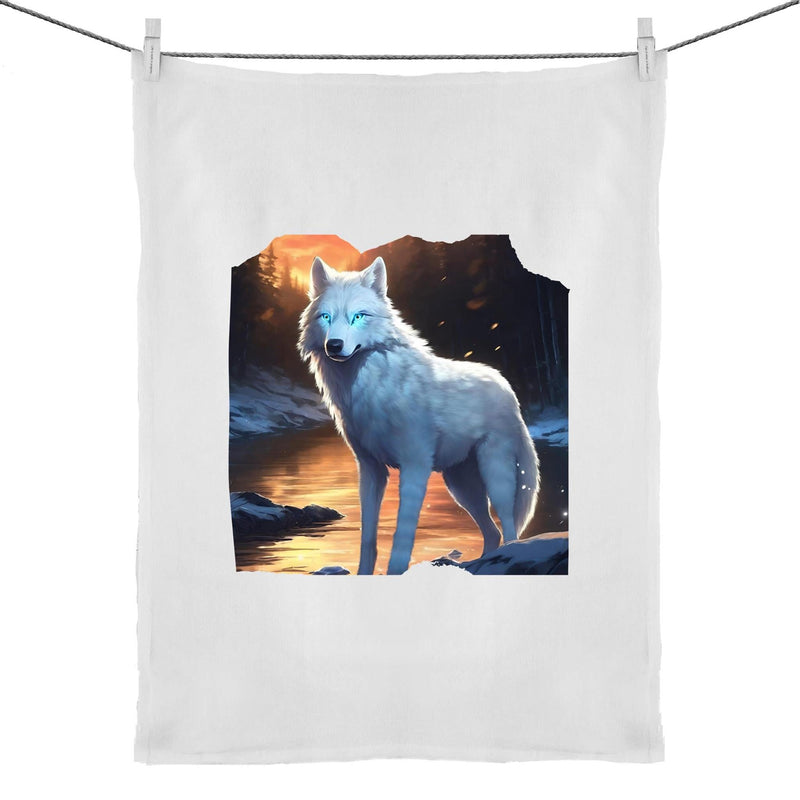 White Wolf 50% Linen 50% Cotton Tea Towel Ogo Merch
