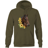 Sunflower Horse AS Colour Stencil - Pocket Hoodie Sweatshirt