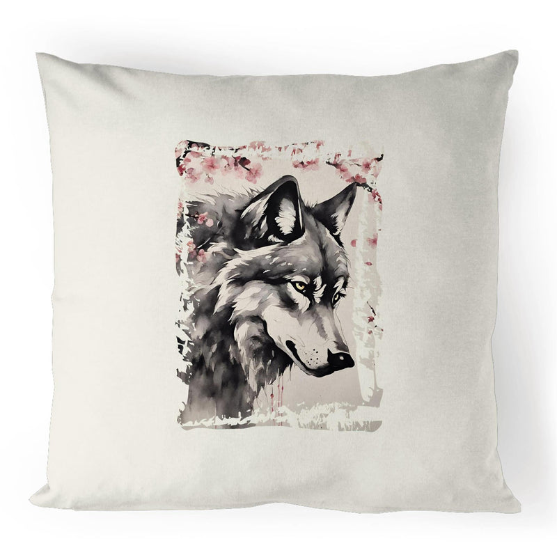 Wolf and Flowers 100% Linen Cushion Cover Ogo Merch