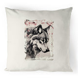 Wolf and Flowers 100% Linen Cushion Cover