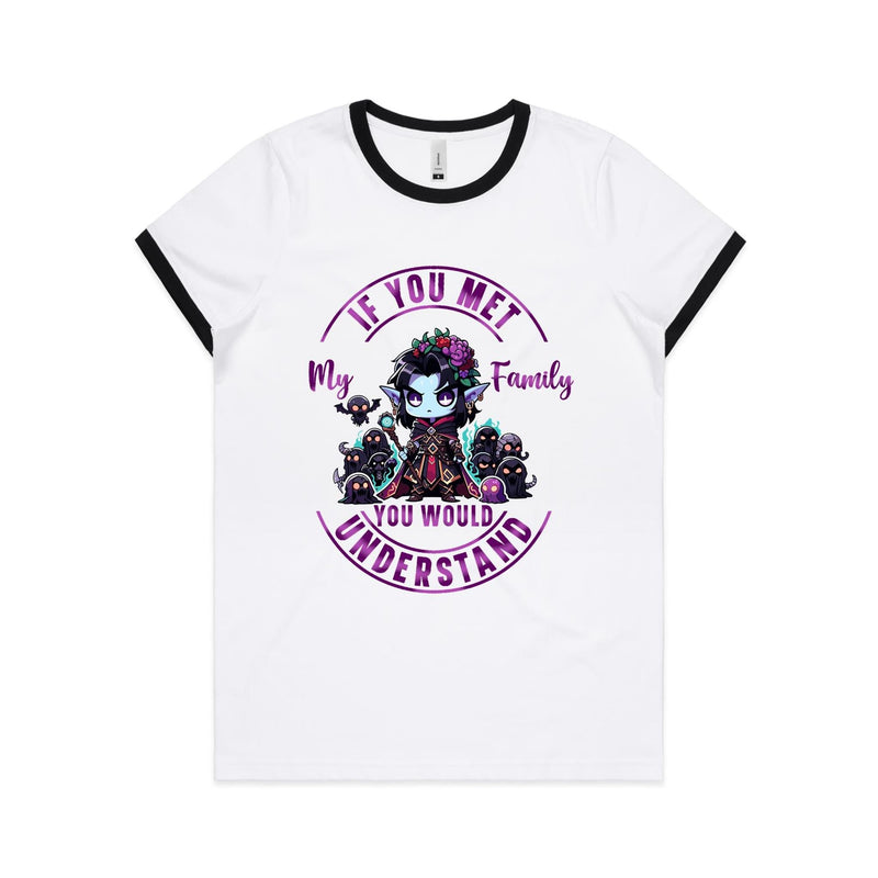 Meet my Family Angry Girl AS Colour Women's Ringer Tee Ogo Merch