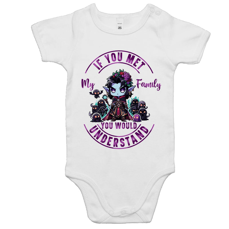 Meet my Family Angry Girl AS Colour Mini Me - Baby Onesie Romper Ogo Merch