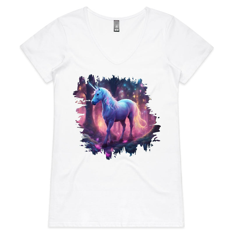 Pretty Unicorn AS Colour Bevel Womens VNeck TShirt Ogo Merch