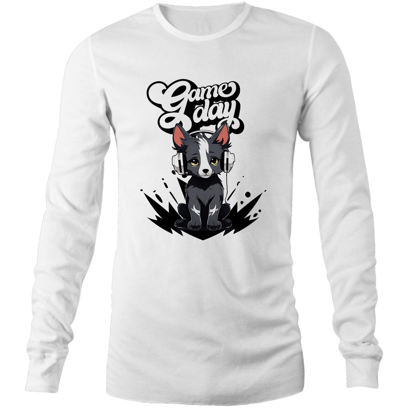 Game Day Pup AS Colour Base Mens Long Sleeve TShirt Ogo Merch