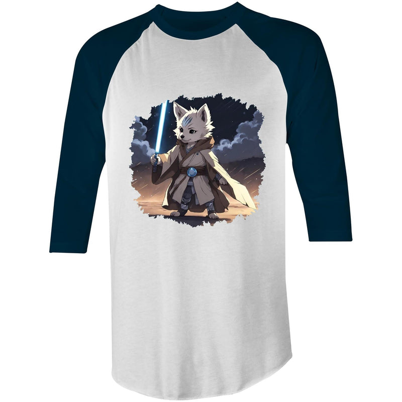 Wolf with Lightsaber AS Colour Raglan 3/4 Sleeve TShirt Ogo Merch