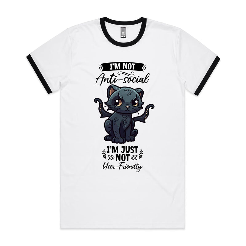 Antisocial Cat Monster AS Colour Staple Ringer Tee Ogo Merch