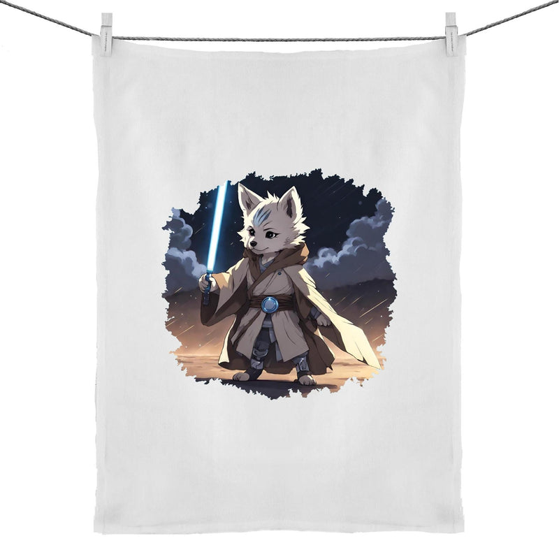 Wolf with Lightsaber 50% Linen 50% Cotton Tea Towel Ogo Merch