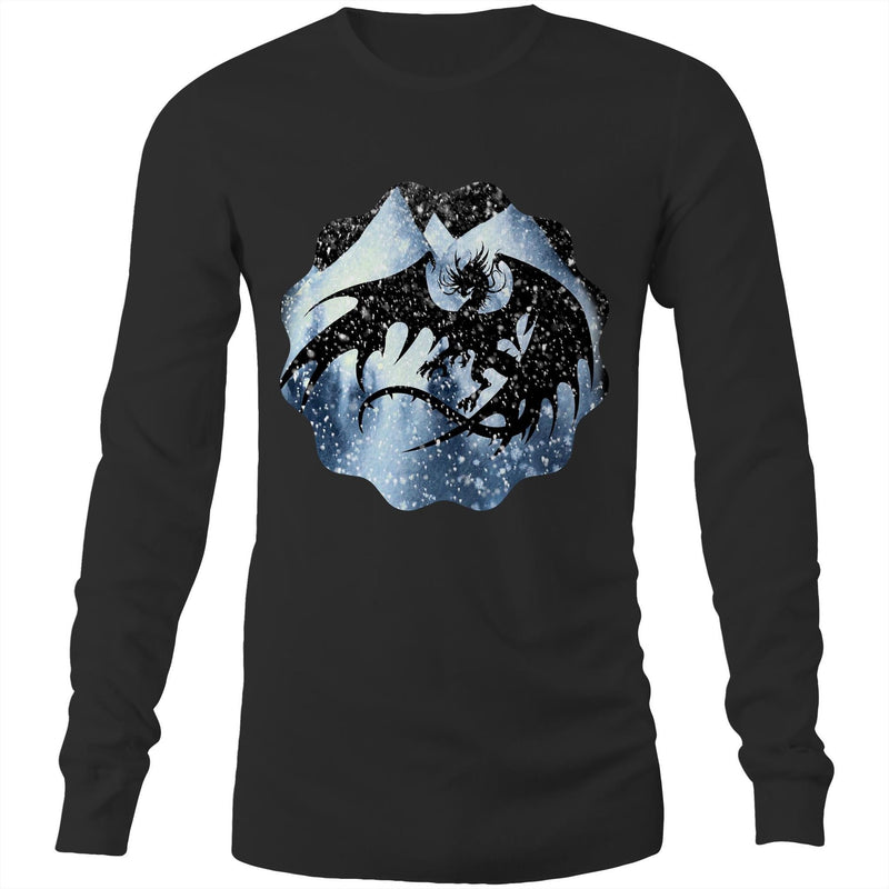 Dragon Silhouette AS Colour Base Mens Long Sleeve TShirt Ogo Merch