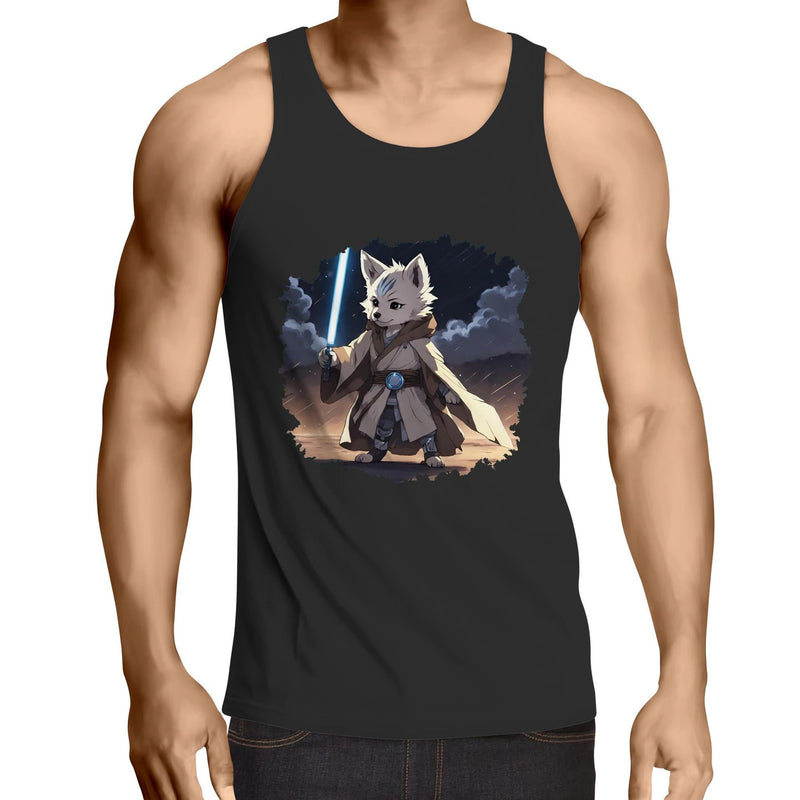 Wolf with Lightsaber AS Colour Lowdown Mens Singlet Top Ogo Merch