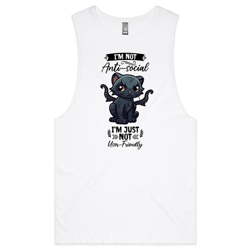 Antisocial Cat Monster AS Colour Barnard - Mens Tank Top Tee Ogo Merch