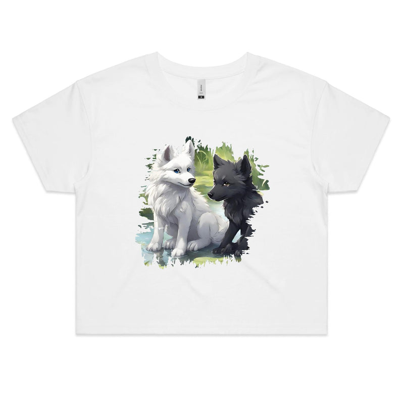 Two Wolves AS Colour - Women's Crop Tee Ogo Merch