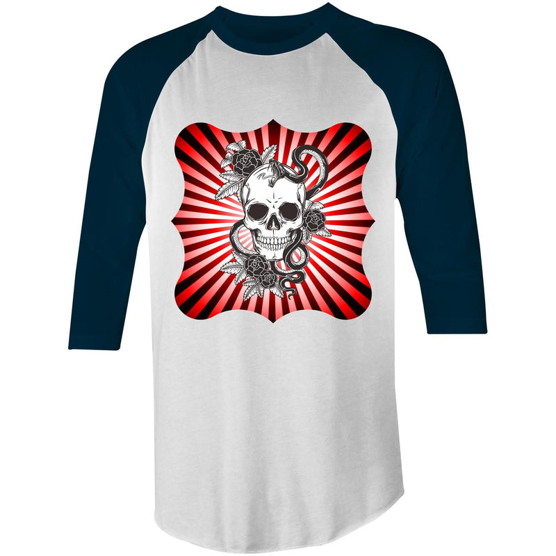 Snake and Skull AS Colour Raglan 3/4 Sleeve TShirt Ogo Merch