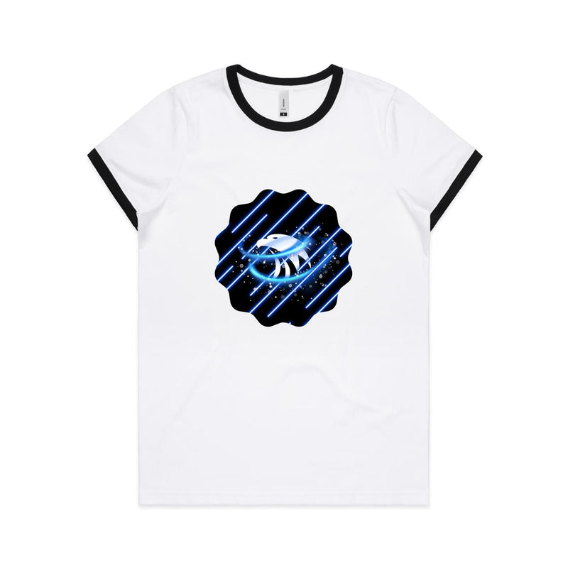 Blue Swirl Eagle AS Colour Women's Ringer Tee Ogo Merch