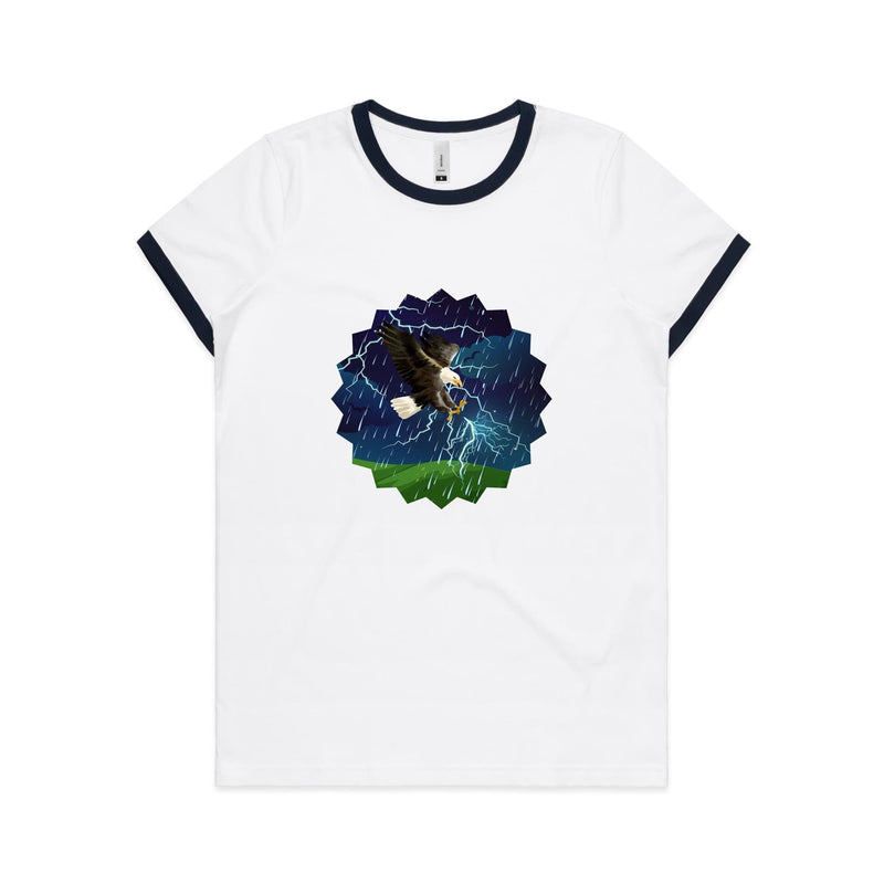 Lightning Eagle AS Colour Women's Ringer Tee Ogo Merch