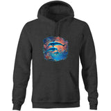 Dolphins AS Colour Stencil - Pocket Hoodie Sweatshirt