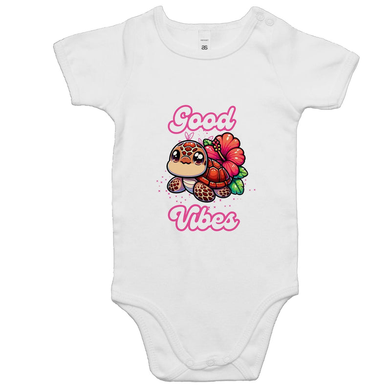 Good Vibes Turtle AS Colour Mini Me - Baby Onesie Romper Ogo Merch
