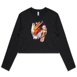 Lady and Pet Dragon AS Colour - Women's Long Sleeve Crop Tee