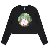 Forest Nine Tailed Fox Women's Long Sleeve Crop Tee