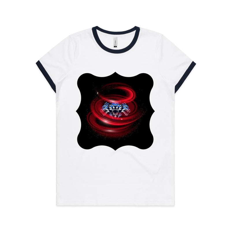 Cerberus Swirl AS Colour Women's Ringer Tee Ogo Merch