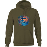 Dolphins AS Colour Stencil - Pocket Hoodie Sweatshirt