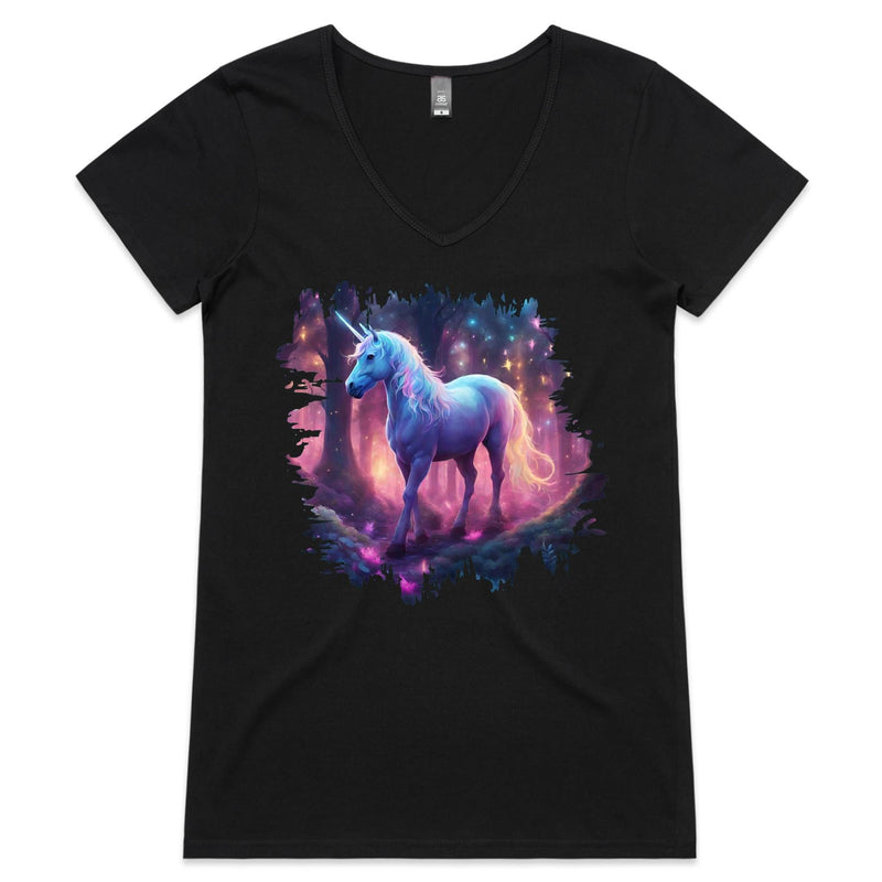 Pretty Unicorn AS Colour Bevel Womens VNeck TShirt Ogo Merch
