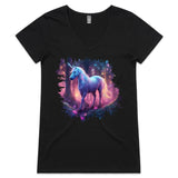 Pretty Unicorn AS Colour Bevel Womens VNeck TShirt