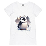 Penguin AS Colour Bevel Womens VNeck TShirt