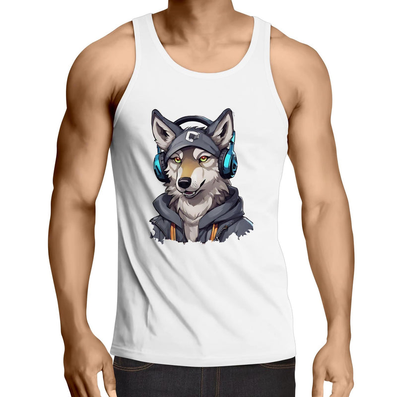 Gaming Wolf AS Colour Lowdown Mens Singlet Top Ogo Merch