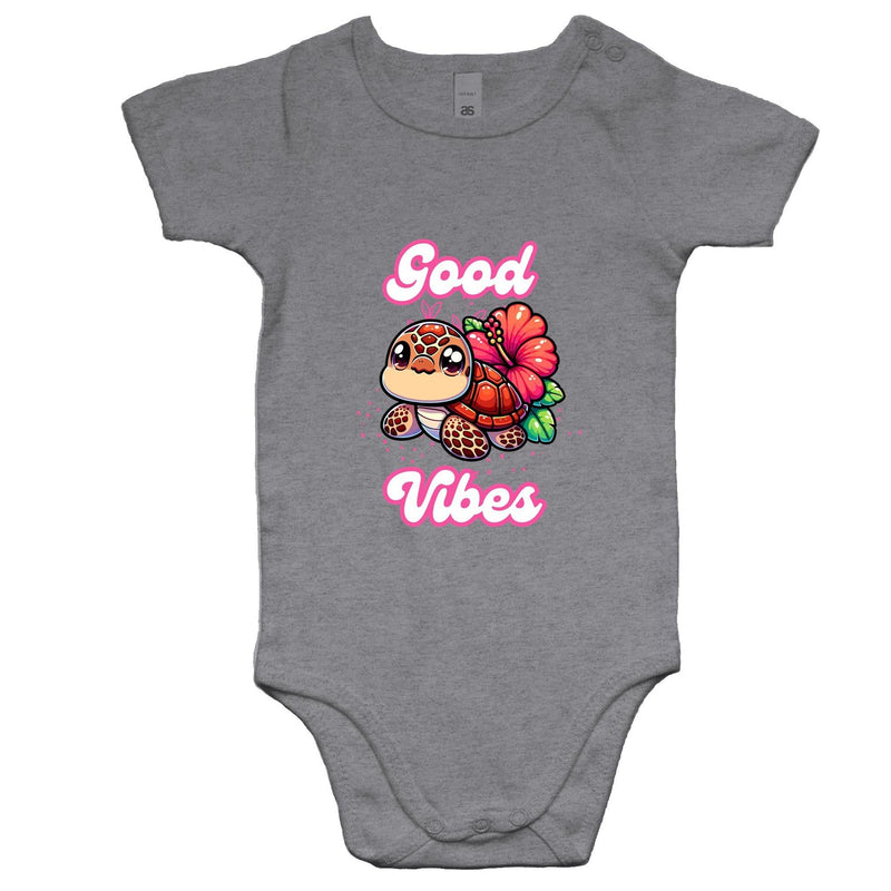 Good Vibes Turtle AS Colour Mini Me - Baby Onesie Romper Ogo Merch