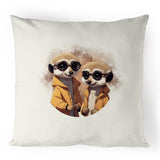 Meerkats in Jackets 100% Linen Cushion Cover