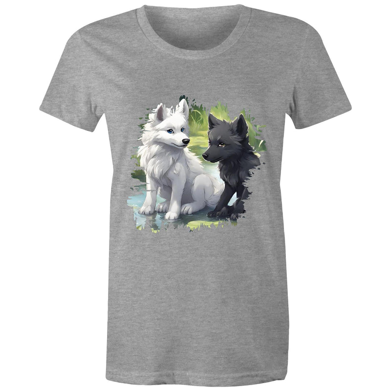 Two Wolves AS Colour - Women's Maple Tee Ogo Merch