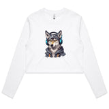 Gaming Wolf AS Colour Women's Long Sleeve Crop Tee