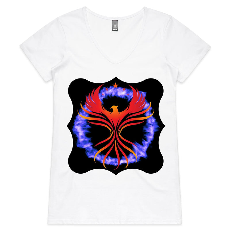 Fire Ring Phoenix AS Colour Bevel Womens VNeck TShirt Ogo Merch