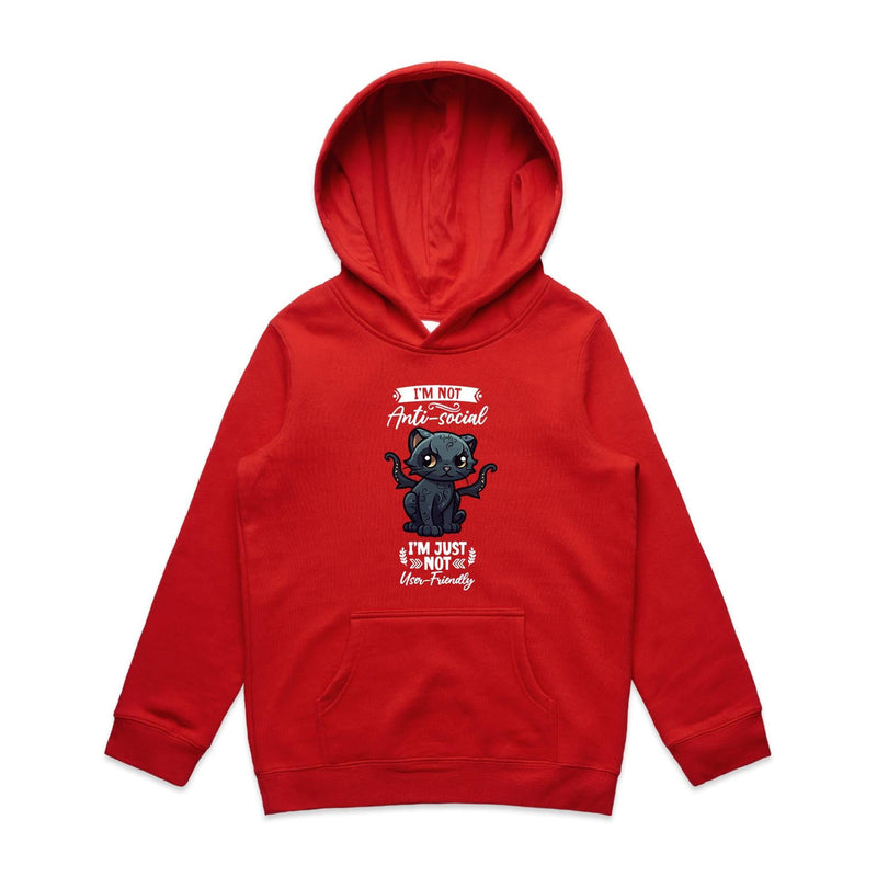 Antisocial Cat Monster AS Colour - Youth Supply Hood Ogo Merch