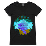 River Snake AS Colour Bevel Womens VNeck TShirt