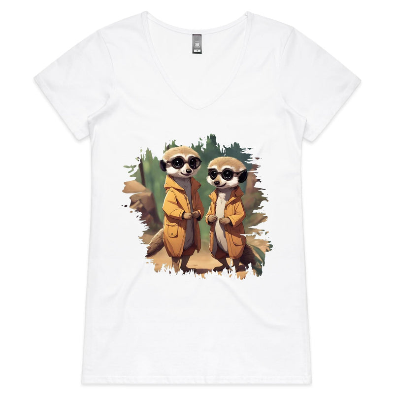 Cool Meerkats AS Colour Bevel - Womens V-Neck T-Shirt Ogo Merch