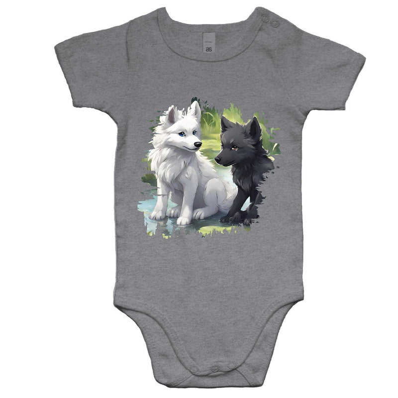 Two Wolves AS Colour Mini Me - Baby Onesie Romper Ogo Merch