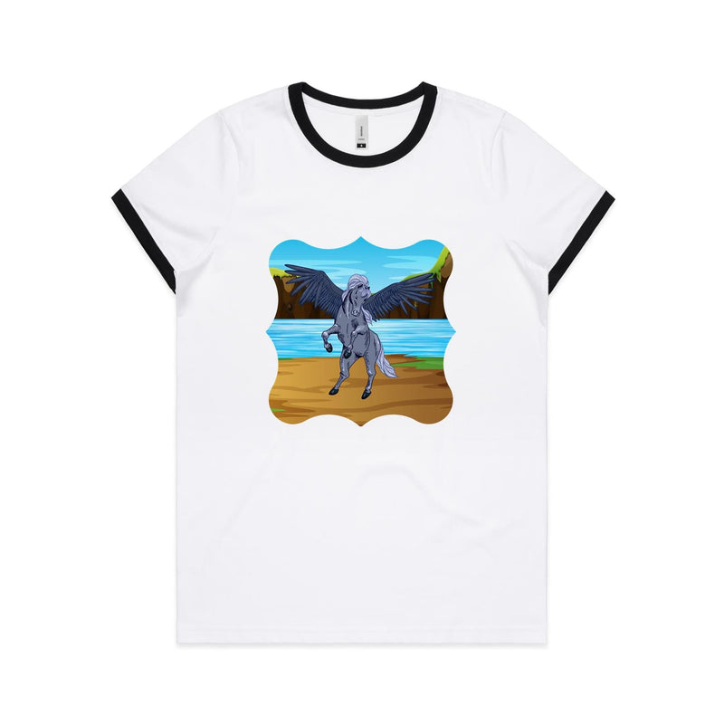 Beach Pegasus AS Colour Women's Ringer Tee Ogo Merch