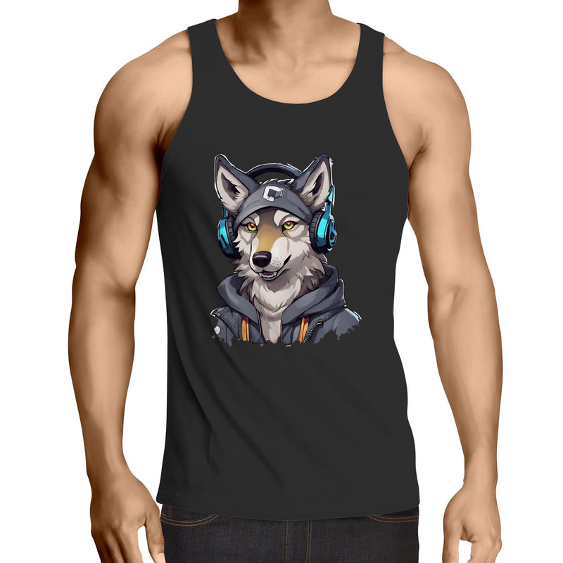 Gaming Wolf AS Colour Lowdown Mens Singlet Top Ogo Merch