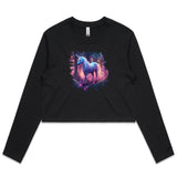 Pretty Unicorn AS Colour Women's Long Sleeve Crop Tee