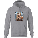 Viking Girl AS Colour Stencil - Pocket Hoodie Sweatshirt