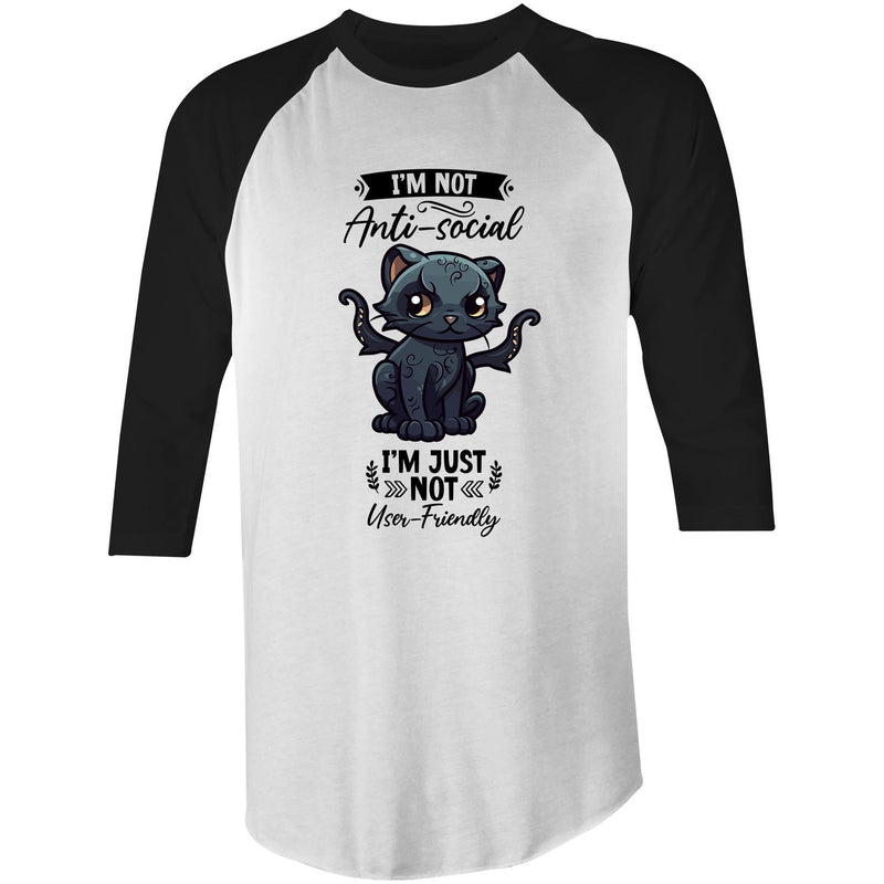 Antisocial Cat Monster AS Colour Raglan - 3/4 Sleeve T-Shirt Ogo Merch