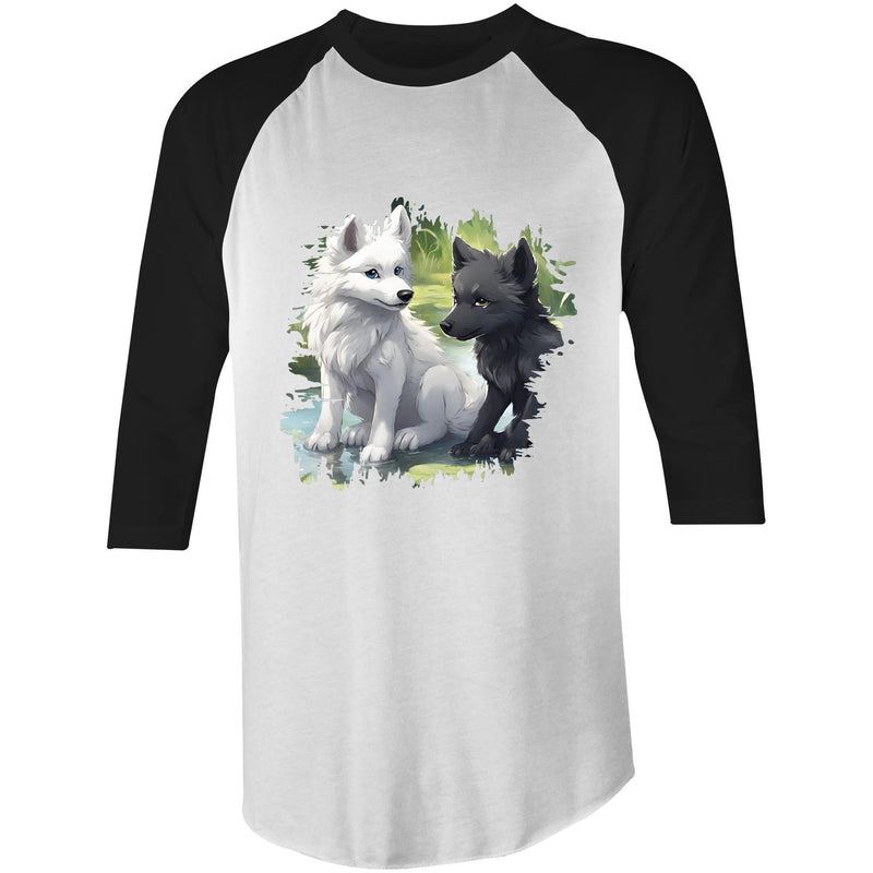 Two Wolves AS Colour Raglan 3/4 Sleeve TShirt Ogo Merch