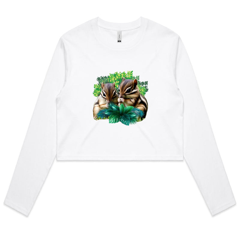 Cute Chipmunks AS Colour - Women's Long Sleeve Crop Tee Ogo Merch