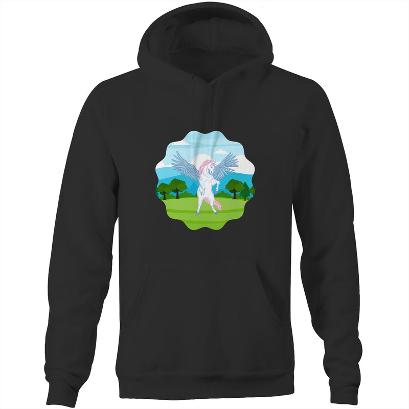 Colourful Pegasus AS Colour Stencil - Pocket Hoodie Sweatshirt Ogo Merch