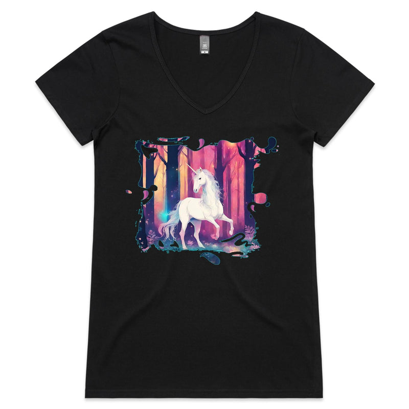 Unicorn AS Colour Bevel Womens VNeck TShirt Ogo Merch