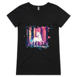 Unicorn AS Colour Bevel Womens VNeck TShirt